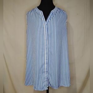 Roaman's Blue and White Striped Blouse